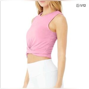ALO pink knot front tank. Size Med